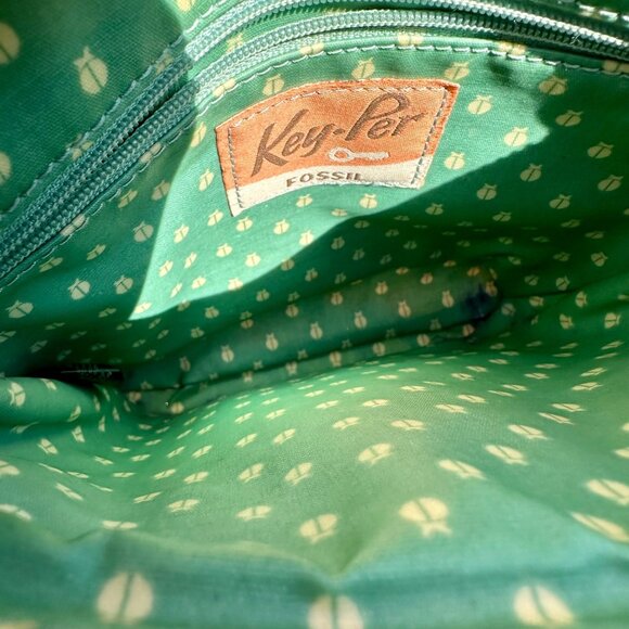 VTG Fossil Key Per Purse Crossbody Shoulder Bag Retro Multi-colored Orange Tan C - Picture 5 of 15